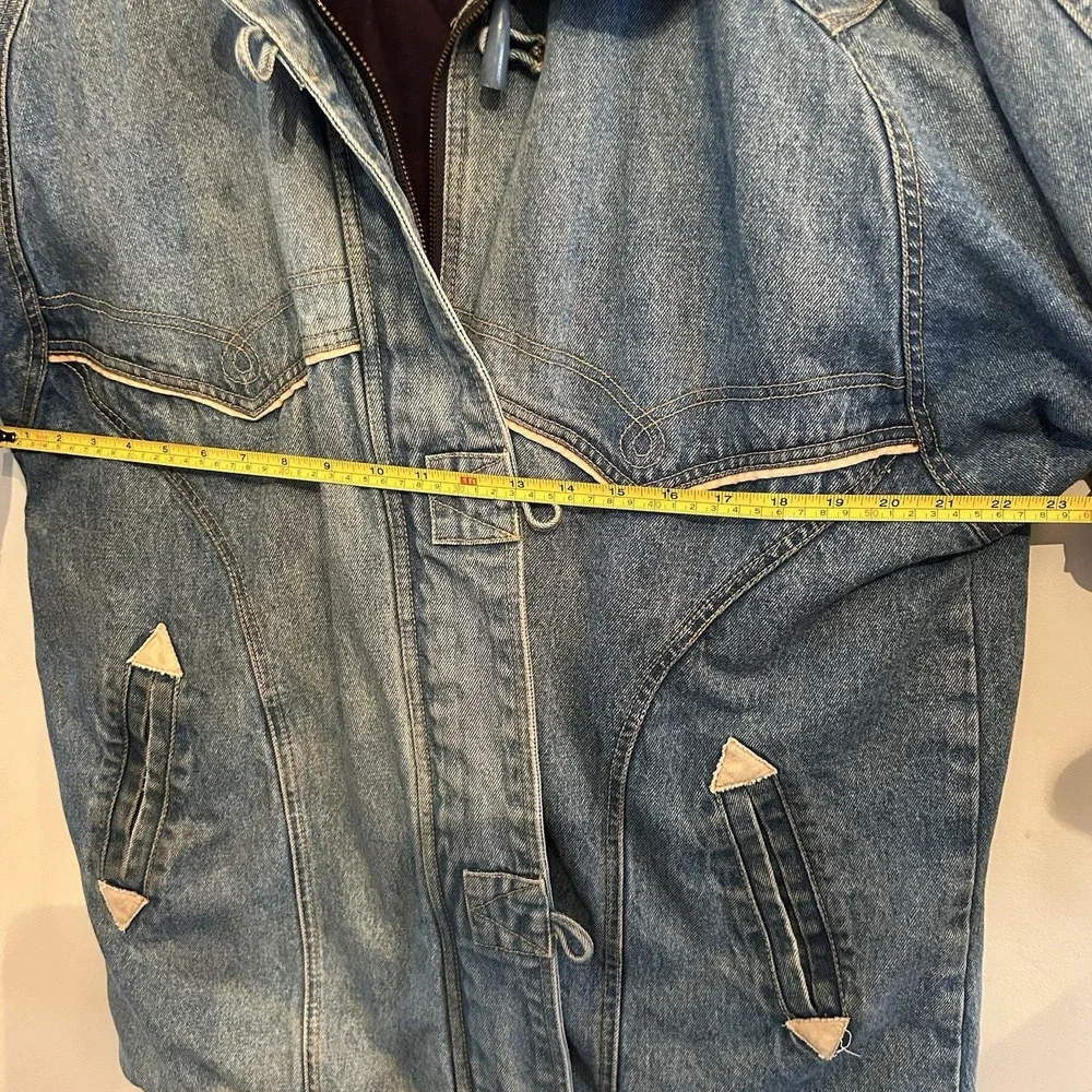 Vintage 80s Andy Johns Sport Western Denim Sherpa Lined Jacket Size Medium - Picture 13 of 14